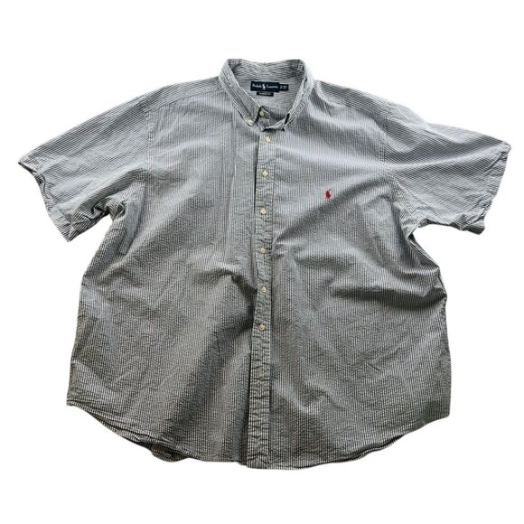 Ralph Lauren Men's Seersucker Shirt Size 3XB Classic Short Sleeve Striped Button - Picture 1 of 10